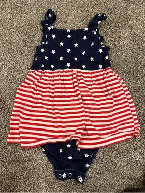 Carter's Navy, Red & White Star and Stripe Dress Romper